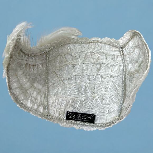 Vintage Urbi et Orbi Hand Beaded Ivory Feather Cocktail Hat Bridal Fascinator main image 10